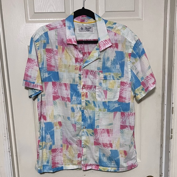 Men’s Penguin Multi-Color Print Button Up XL - Picture 1 of 4